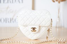 ChanelMini Heart Bag White For Women 7in/18cm AS3191 B07958 10601 Chanel Mini, Heart Bag, Luxury Products, Mini Heart, Chanel Bags, White Bag, Lambskin Leather, Bago, Satchel Bags