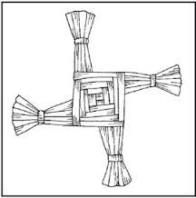 a drawing of a cross made out of strips of wood and sticks, with the shape of a fish on it's side