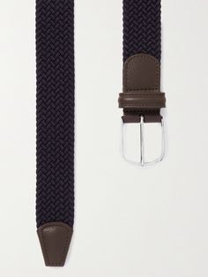 This midnight-blue belt is a fine example of Anderson's impeccable Italian craftsmanship. Made from woven elastic, it has just the right amount of stretch and secures with a polished-silver buckle. This item is small to size; see Size & Fit notes. Belt For Men, Blue Belt, Elastic Belt, Designer Belts, Woven Belt, Fabric Belt, Mr Porter, Mens Belts, Suspenders