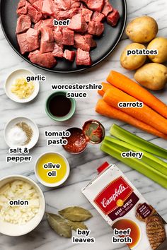 the ingredients needed to make this meat and vegetable dish