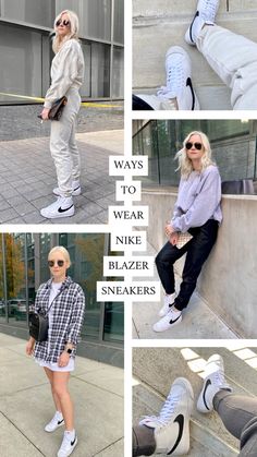 High Tops Sneakers Outfit, Casual Nike Sneakers, High Top Nike Shoes Outfit, Fall Fits With Nike Blazers, Women Nike Blazer Mid 77 Outfit, High Tops Nike Outfit, 77 Blazers Shoes Outfit, Nike Blazer Mid '77 High Top Sneaker Outfit, How To Style Nike Shoes Women