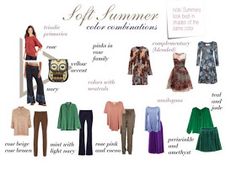 Summer Color Combinations, Palette Wardrobe, Soft Summer Fashion, Color Analysis Summer, Dusky Summer, Polyvore Summer, Style Essence