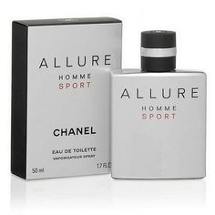 Launch year: 2004. Top notes: Aldehydes, Mandarin, Orange, Aquatic Note. Heart notes: Black Pepper, Neroli, Cedar. Base notes: Tonka, Vetiver, Amber, White Musk. Design house: Chanel. Scent name: Allure Homme Sport. Gender: Men's. Category: Perfume. SubType: EDT. Barcode: 3145891236408. A vivacious, energizing fragrance spiked with heightened notes of freshness and sensuality. For the man who loves the great outdoors and lives his life with style. Chanel - Allure Homme Sport Eau De Toilette Spra Chanel Allure Homme Sport, Chanel Sport, Chanel Allure Homme, Chanel Allure, Perfume Versace, Perfume Chanel, Chanel Chance, Cheap Perfume, Parfum Chanel