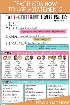 a poster with the words teach kids how to use statements