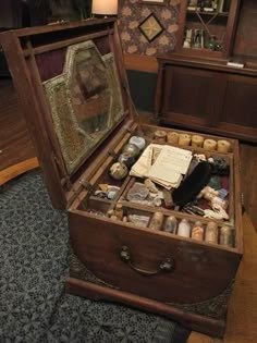 Magickal Ritual Sacred Tools: Witches of East End Trunk of #Magickal #Tools. Antique Steamer Trunk, Witches Of East End, Witch Room, Cedar Chest, Magic Box, Kitchen Witch