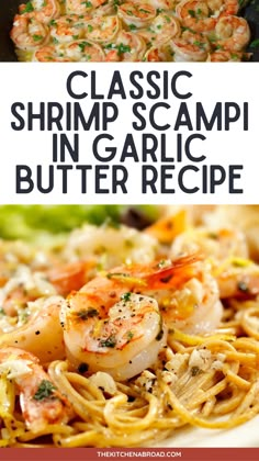 shrimp scampp in garlic butter recipe with text overlay