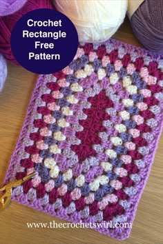 A free crochet photo tutorial on how to make a crochet Rectangle. Crochet Rectangle, Granny Square Pattern Free, Crochet Granny Stitch, Granny Square Crochet Patterns Free, Crochet Placemats, Crochet Rug Patterns, Crochet Granny Square, Crochet Patterns Free Blanket