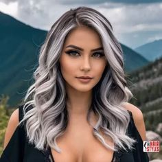 Grey Frosted Hair, Platinum Silver And Black Hair, Ombre Hair Color For Graying Hair, Platinum Blonde Hair Fall, Reverse Gray Ombre Hair, Gray And White Hair Color, Brunette And Platinum Hair, Reverse Balayage Grey Silver Hair, Silver Blonde Hair With Lowlights