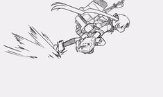 a black and white drawing of a cartoon character flying through the air