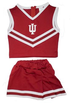 Get your future Indiana fan excited to show their spirit in this Indiana Hoosiers Girls Cardinal Cheer Set! Give them something to cheer about with this Cheer Set, which features a tackle twill wordmark embellishment. Two piece cheer dress, Pleated skirt, Contrast team color stripe details, Embroidered team logo, Zip back closure, Perfect for young cheerleaders!, 100% Polyester, Machine washable Red Cheerleader Outfit, Maroon Cheer Uniforms, Cheerleading Mini Skort With Built-in Shorts, Cheerleading Mini Skirt With Built-in Shorts, Cheer Dress, Jersey Hat, Indiana Hoosiers, Nba Hats, Logo Set