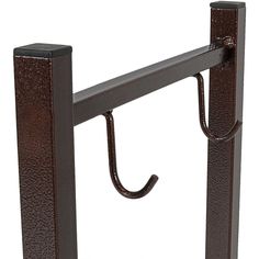 an umbrella stand with two hooks attached to the top and bottom bars on each side