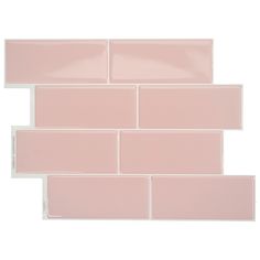 pink glass subway tile on white background