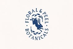 the logo for floral and petal botanicals is shown in blue on white paper