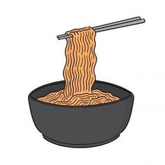 noodles in a black bowl with chopsticks