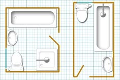 a drawing of a bathroom with toilet, sink and bathtub