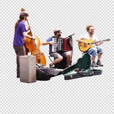 three people are playing instruments and singing on the same sheet music, hd png clipart