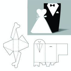 an origami paper cut out of a wedding dress and tuxedo