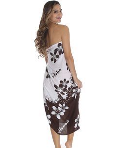 White and Brown Plumeria Flower Sarong Pareo Cover Up – ShakaTime Easy Wear Dresses, Blouse Size Chart, Pool Vacation, Cover Up Beach, Business Casual Shirts, Tube Top Dress, Costume Parties, Wedding Shirts, Hawaiian Dress