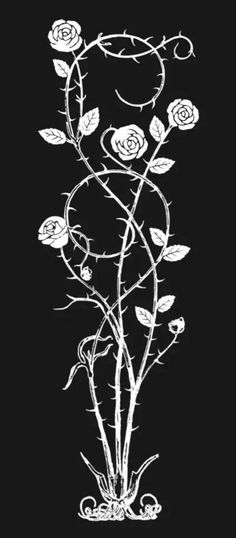 a black and white drawing of flowers in a vase