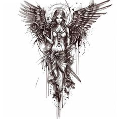 Guardian Angel Tattoo Sketch Collection Angel Tattoo Designs Women, Female Angel, Guardian Angel Tattoo Designs, Back Tattoos Spine, Guardian Angel Tattoo, Valkyrie Tattoo, Half Sleeve Tattoos Drawings, Bestie Tattoo, Snake Tattoo Design