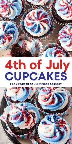 fourth of july cupcakes on a plate with the title overlaying it