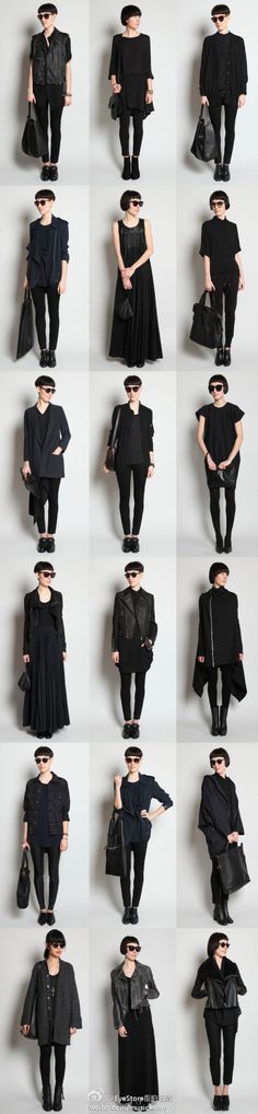 You can still mix it up even wearing the same color every day. Maybe I should just wear all black from now on. Minimalisticky Chic, Black Clothes, Black Clothing, Looks Black, Wedding Idea, All Black Outfit, Looks Chic, Trendy Style, Dark Fashion