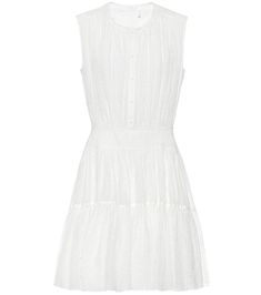 This white dress from Chloe is an effortless summertime option. Made from cotton-blend broderie anglaise that incorporates an element of silk, it's constructed with a pleated bodice, a fitted waist and a slightly flared mini skirt. | Chloé Cotton-blend minidress Chloe Sneakers, Chloe Clothing, Flared Mini Skirt, Chloe Dress, David Koma, Pleated Bodice, Christopher Kane, Cute Comfy Outfits, Luxury Dress