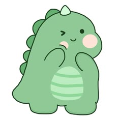 a green dinosaur with its eyes closed