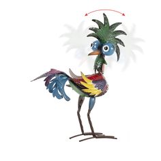 a colorful bird with large feathers standing on one leg