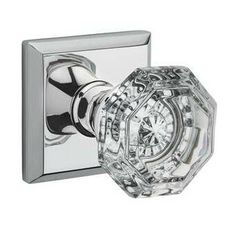 a crystal door knob with a chrome finish