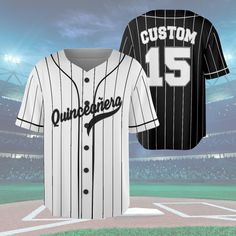 Quinceanera Gift Baseball Jersey Shirt, 15th Birthday Shirt, Quinceanera Matching Tee, Mis Quince Squad Shirt Feliz Cumpleanos, Sweet 15 Gift Shirt Full Button Down Closures.  Products are a unisex and standard fit. * Size down for a more feminine/fitted look. * Size up for a larger fit and oversized look. Please double-check size charts on the listing pictures. Since this are Custom Printed Shirts We do not accept exchanges or returns from ordering the incorrect size. Suprise Dance Outfits Xv, Quinceanera Surprise Dance Outfits, Quince Shirts, Quinceanera Surprise Dance, Surprise Dance Outfits, Jersey Party, Quinceanera Gifts, Surprise Dance, Baseball Jersey Shirt