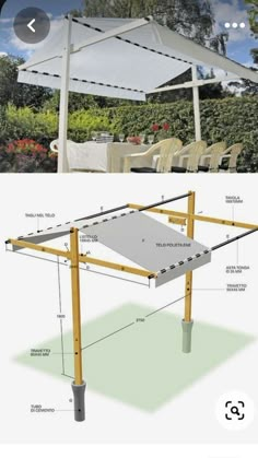 an outdoor table with measurements for the top and bottom part of it, in front of a