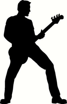 a man playing an electric guitar silhouetted against a white background