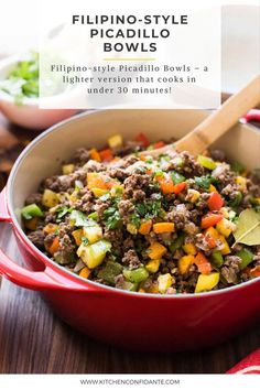 Filipino-style Picadillo Bowls (Giniling) Food In The Philippines, Philippine Recipes, Spanish Dish, Pinoy Foods, Asian Beef, Filipino Style, Family Friendly Dinners, Spanish Dishes, Eat Seasonal