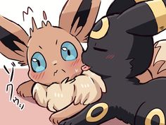 umbreon:*lick eevee* eevee:evo!? -artist:◆さくら◆ All Eeveelutions, Sketchbook Cover, Cute Pokemon Wallpaper