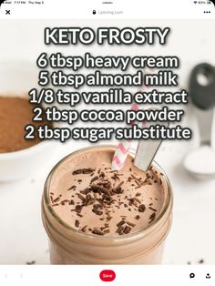 the recipe for keto frosty in a jar