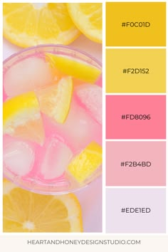 the color scheme for lemonade is shown in pink and yellow