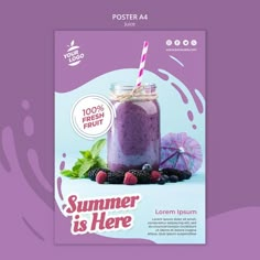 a poster for a fresh fruit smoothie