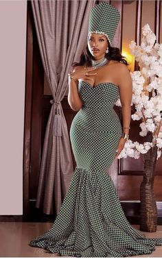 Look your best with our popular mermaid gown. This dress commands a lot of respect and compliments! This set comes with one dress for the woman. This doesn't include the hat. Suitable for traditional weddings, naming ceremonies, pre-wedding photoshoot and other traditional gatherings. This is custom made. Please provide accurate measurements for a better fit! Fitted Green Mermaid Hem Gown, Fitted Fishtail Maxi Dress For Wedding, Fitted Green Gown With Mermaid Hem, Fitted Green Fishtail Gown, Green Fishtail Dress For Wedding, Green Fishtail Gown For Wedding, Green Fishtail Wedding Dress, Fitted Green Fishtail Maxi Dress, Green Fitted Fishtail Maxi Dress