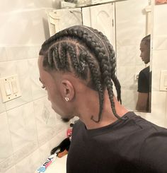 -    #blackhairstyles #blackhair #hair #braids #braidsformen #cornrows #braidsforlonghair #healthyhaircare #healthyhaircare #healthyhairjourney #cornrowstyles #earrings Men’s Braid Hairstyles, Male Stitch Braids, 4 Cornrows Braids Men, Big Sean Braids, 4 Cornrows, 4 Cornrows Braids, Asap Rocky Braids, Twist Hair Men