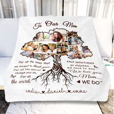 Personalized Blankets for Mom | Custom Mothers Day Gifts Friend Blanket, Message For Mom, Mom Blanket, Family Tree Photo, Family Tree Gift, Family Blanket, Custom Family Tree, Heartwarming Photos, Insert Text