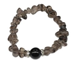 Bracelet -Smoky Quartz -Chips & Bead Smoky Quartx Bracelets, Smoky Quartz Crystal, Quartz Beads, Chip Beads, Quartz Bracelet, Beaded Stretch Bracelet, Natural Beads, Quartz Stone, Smoky Quartz