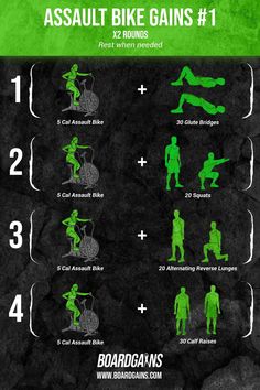 an illustrated poster showing how to use the assult bike gains