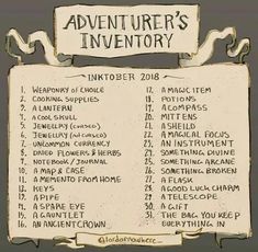 an advertisement for the adventurer's inventory in white and black with text on it