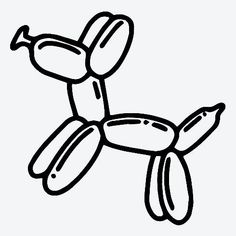 the balloon dog is flying through the air with its tail extended and feet spread out