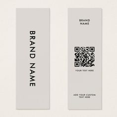 a white business card with a qr code on the front and back side,