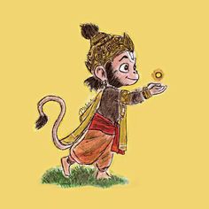 a drawing of a monkey holding something in its hand