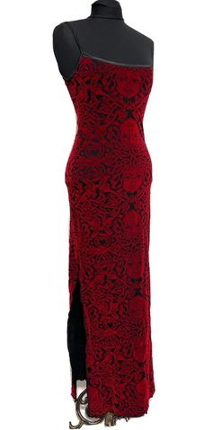 "# RFL / BX85 Red/Black Medusa  print Long dress with spaghetti straps by Raven. This is a beautiful Glove like fit dress with slits at sides. Please refer to photos as it has lots of details. By Raven Classic This long dress is available in size to fit Uk size  SM- 8/34\" bust ML - 10/36\" bust  Length front and back - 53\" Please note this is fitted dress. Thank you for looking" Black Medusa, Hex Girls, Printed Long Dresses, Red Scarves, Star Jeans, Star Dress, Fit Dress, Womens Skirts, Fitted Dress