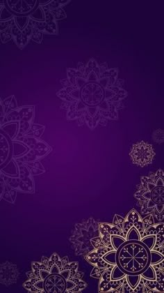 a purple background with gold flowers and leaves on the bottom right hand corner is an ornate design