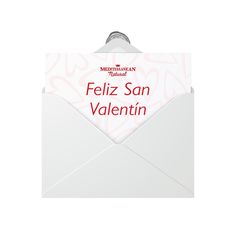 a white envelope with the words feliz san valentine written on it